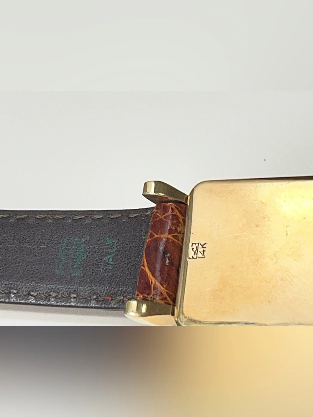 Waltham 19 Jewels 14k Gold Manual Winding Watch with Brown Leather Strap